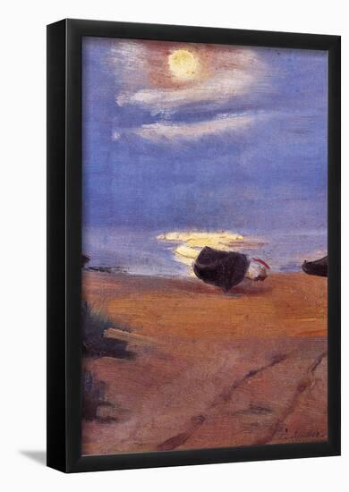 Anna Ancher Boats in the moonlight on South Beach Art Print Poster-null-Framed Poster