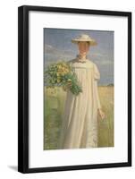 Anna Ancher Returning from Flower Picking, 1902-Michael Peter Ancher-Framed Giclee Print