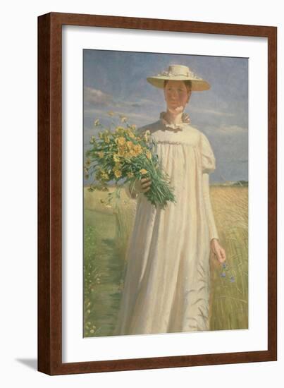 Anna Ancher Returning from Flower Picking, 1902-Michael Peter Ancher-Framed Giclee Print