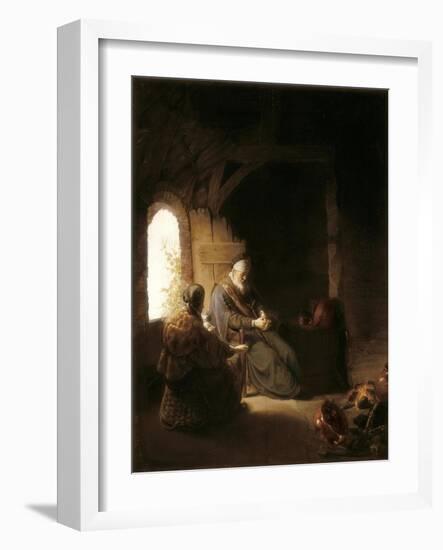 Anna and the Blind Tobit-Rembrandt van Rijn-Framed Art Print