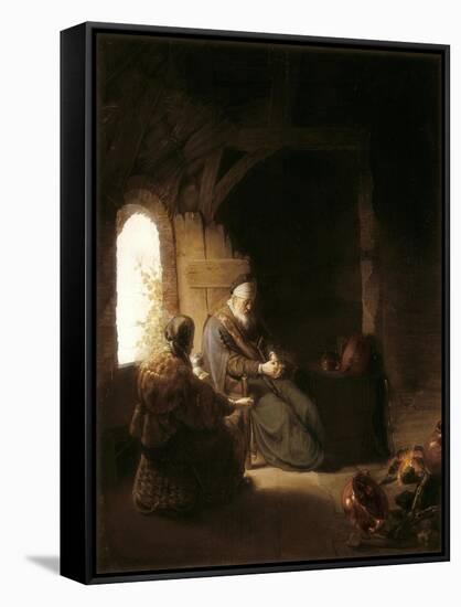 Anna and the Blind Tobit-Rembrandt van Rijn-Framed Stretched Canvas