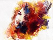 Woman Face. Hand Painted Fashion Illustration-Anna Ismagilova-Stretched Canvas