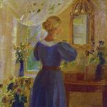 An Interior with a Woman Looking in a Mirror-Anna Kirstine Ancher-Giclee Print
