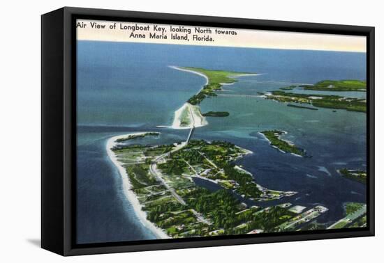 Anna Maria Island, Florida - Aerial View of Island, Longboat Key-Lantern Press-Framed Stretched Canvas