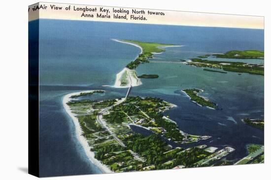 Anna Maria Island, Florida - Aerial View of Island, Longboat Key-Lantern Press-Stretched Canvas