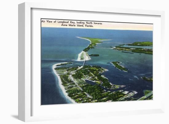 Anna Maria Island, Florida - Aerial View of Island, Longboat Key-Lantern Press-Framed Art Print