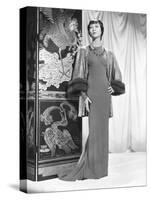 Anna May Wong in an Edith Head-Designed Crepe Dinner Gown with a Jacket of Emerald-null-Stretched Canvas