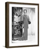Anna May Wong in an Edith Head-Designed Crepe Dinner Gown with a Jacket of Emerald-null-Framed Photo