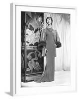 Anna May Wong in an Edith Head-Designed Crepe Dinner Gown with a Jacket of Emerald-null-Framed Photo