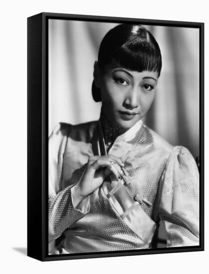 Anna May Wong, in an Orange Nanking Brocade Robe with Sandalwood Fastenings, 1937-null-Framed Stretched Canvas