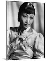 Anna May Wong, in an Orange Nanking Brocade Robe with Sandalwood Fastenings, 1937-null-Mounted Photo