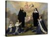 Anna of Austria with Her Children, Praying to the Holy Trinity with Saints Benedict and Scholastica-Philippe De Champaigne-Stretched Canvas