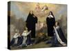 Anna of Austria with Her Children, Praying to the Holy Trinity with Saints Benedict and Scholastica-Philippe De Champaigne-Stretched Canvas