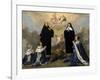 Anna of Austria with Her Children, Praying to the Holy Trinity with Saints Benedict and Scholastica-Philippe De Champaigne-Framed Giclee Print