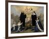 Anna of Austria with Her Children, Praying to the Holy Trinity with Saints Benedict and Scholastica-Philippe De Champaigne-Framed Giclee Print