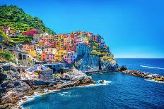 Beautiful Colorful Cityscape on the Mountains over Mediterranean Sea, Europe, Cinque Terre, Traditi-Anna Om-Mounted Photographic Print