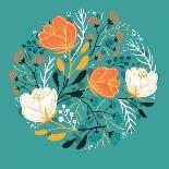 Vector Seamless Pattern with Folk Birds and Flowers-Anna Paff-Art Print