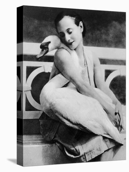 Anna Pavlova with Her Pet Swan Jack, C.1905-null-Stretched Canvas