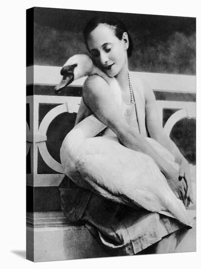 Anna Pavlova with Her Pet Swan Jack, C.1905-null-Stretched Canvas