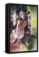 Anna Playing the Cello-John Lidzey-Framed Stretched Canvas