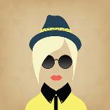 Vintage Hipster Background. Sunglasses and Mustache-AnnaKukhmar-Art Print