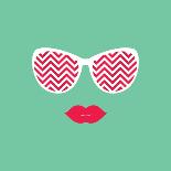 Vintage Hipster Background. Sunglasses and Mustache.-AnnaKukhmar-Art Print