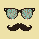 Vintage Hipster Background. Sunglasses and Mustache.-AnnaKukhmar-Art Print