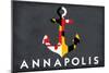 Annapolis, Maryland - Anchor and Flag-Lantern Press-Mounted Art Print