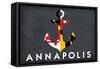 Annapolis, Maryland - Anchor and Flag-Lantern Press-Framed Stretched Canvas