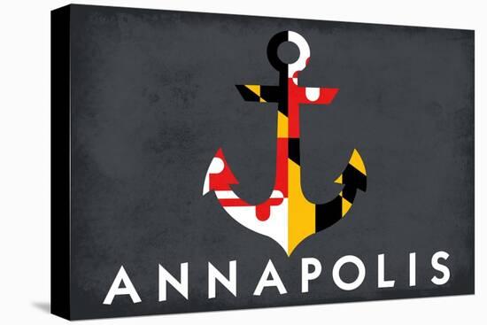 Annapolis, Maryland - Anchor and Flag-Lantern Press-Stretched Canvas