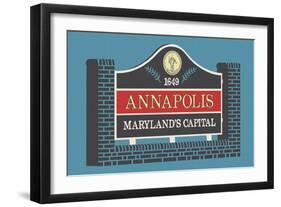 Annapolis, Maryland - Annapolis Sign-Lantern Press-Framed Art Print