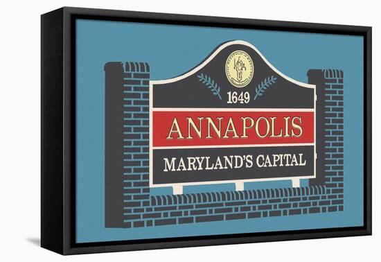 Annapolis, Maryland - Annapolis Sign-Lantern Press-Framed Stretched Canvas