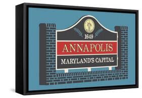 Annapolis, Maryland - Annapolis Sign-Lantern Press-Framed Stretched Canvas
