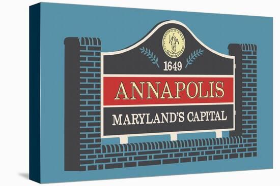 Annapolis, Maryland - Annapolis Sign-Lantern Press-Stretched Canvas