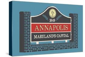 Annapolis, Maryland - Annapolis Sign-Lantern Press-Stretched Canvas