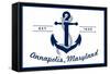 Annapolis, Maryland - Blue and White Anchor-Lantern Press-Framed Stretched Canvas