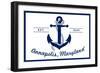 Annapolis, Maryland - Blue and White Anchor-Lantern Press-Framed Art Print