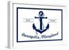 Annapolis, Maryland - Blue and White Anchor-Lantern Press-Framed Art Print