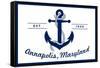 Annapolis, Maryland - Blue and White Anchor-Lantern Press-Framed Stretched Canvas