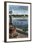 Annapolis, Maryland - Blue Crab and Oysters on Dock-Lantern Press-Framed Art Print