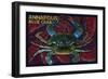 Annapolis, Maryland - Blue Crab Mosaic-Lantern Press-Framed Art Print