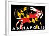 Annapolis, Maryland - Crab Flag (Black with White Text)-Lantern Press-Framed Art Print