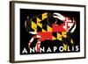 Annapolis, Maryland - Crab Flag (Black with White Text)-Lantern Press-Framed Art Print