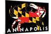 Annapolis, Maryland - Crab Flag (Black with White Text)-Lantern Press-Mounted Art Print