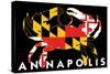 Annapolis, Maryland - Crab Flag (Black with White Text)-Lantern Press-Stretched Canvas