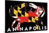 Annapolis, Maryland - Crab Flag (Black with White Text)-Lantern Press-Stretched Canvas