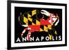 Annapolis, Maryland - Crab Flag (Black with White Text)-Lantern Press-Framed Premium Giclee Print
