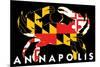 Annapolis, Maryland - Crab Flag (Black with White Text)-Lantern Press-Mounted Premium Giclee Print