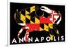 Annapolis, Maryland - Crab Flag (Black with White Text)-Lantern Press-Framed Art Print