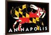 Annapolis, Maryland - Crab Flag (Black with White Text)-Lantern Press-Framed Art Print